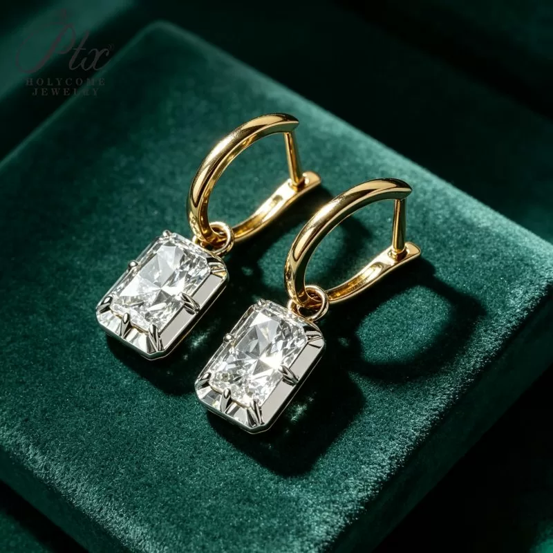 emerald cut lab grown diamond stud earring price