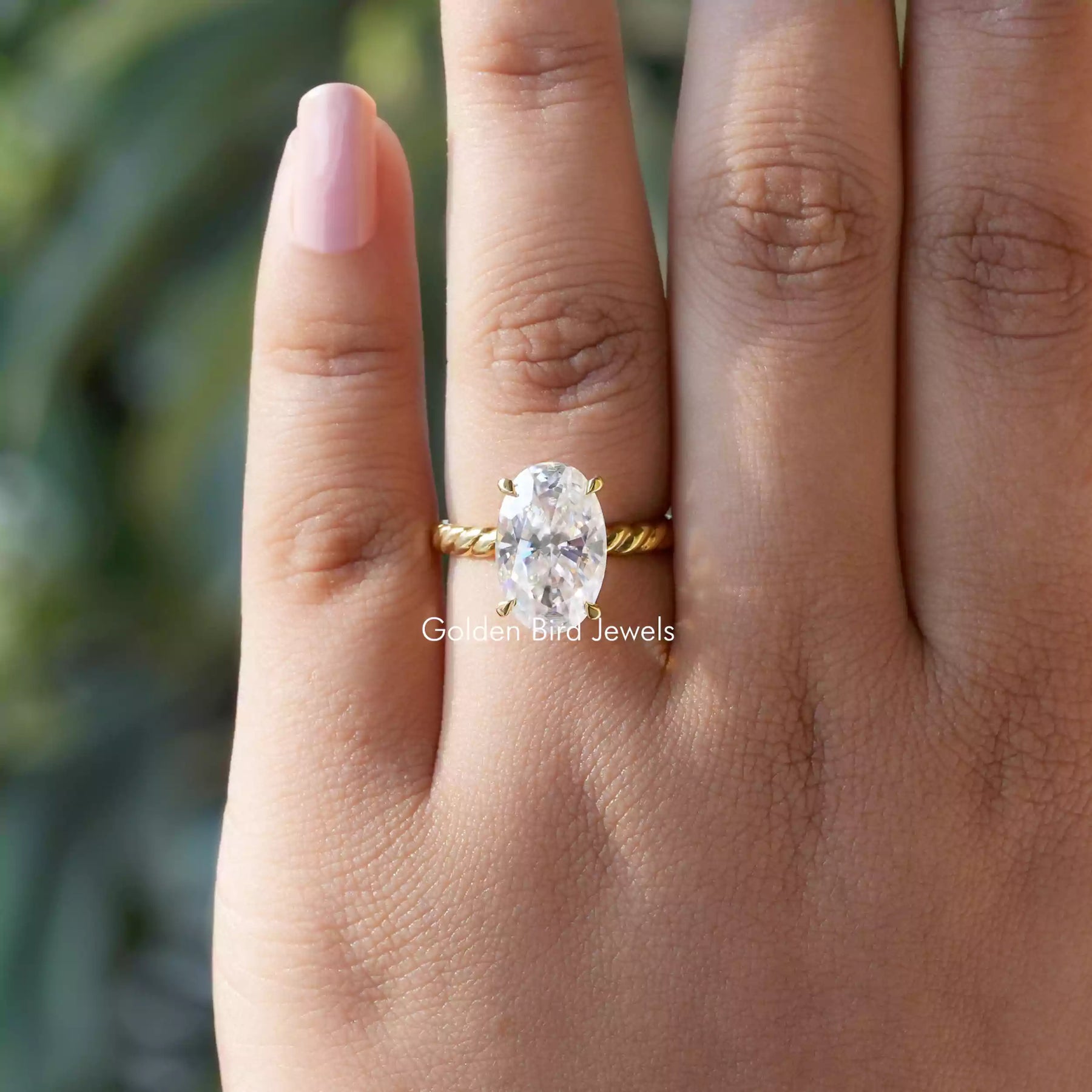 blue moissanite ring